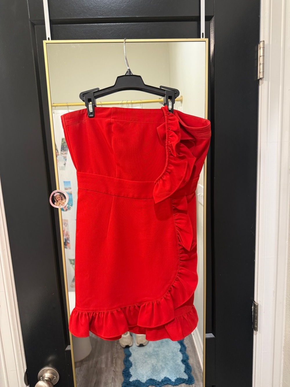 Likely Red One-Shoulder Ruffle Romper - Picture 2 of 3